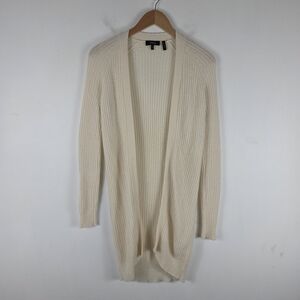 Theory Koleena Cashmere Waffle Knit Open Front Long Line Cardigan Sweater